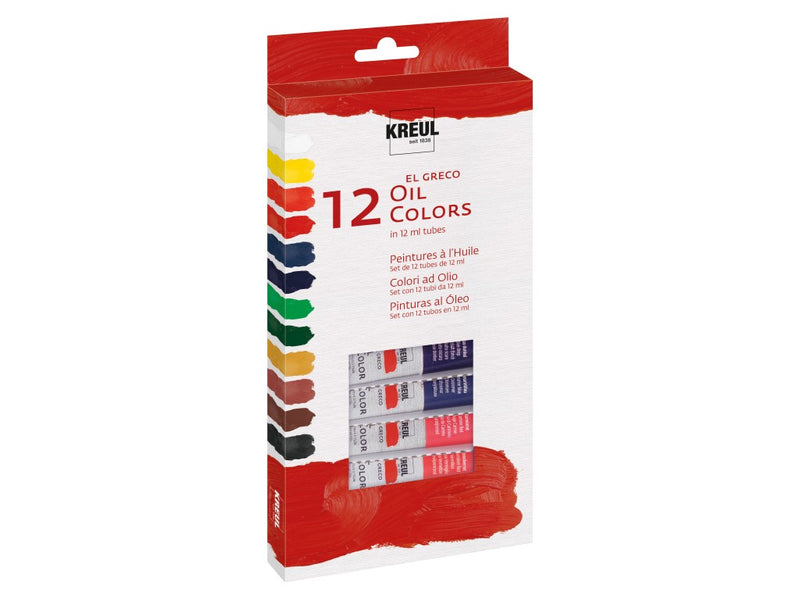 Vopsea pe bază de ulei Kreul El Greco 12 ml x 12 culori/set