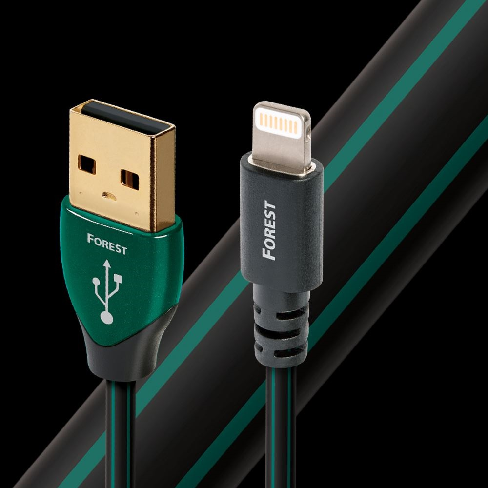 AudioQuest Forest USB 2.0-A apa - Lightning apa Összekötő kábel 0.75m - Fekete/Zöld (LTNUSBFOR0.75)-0