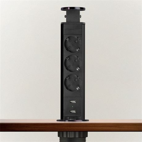 Delight rejtett hálózati elosztó 3 aljzat + 2 USB csatlakozó (20430BBU) (20430BBU)-0