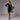 Rochie neagra midi cu funda supradimensionata din tulle Celine