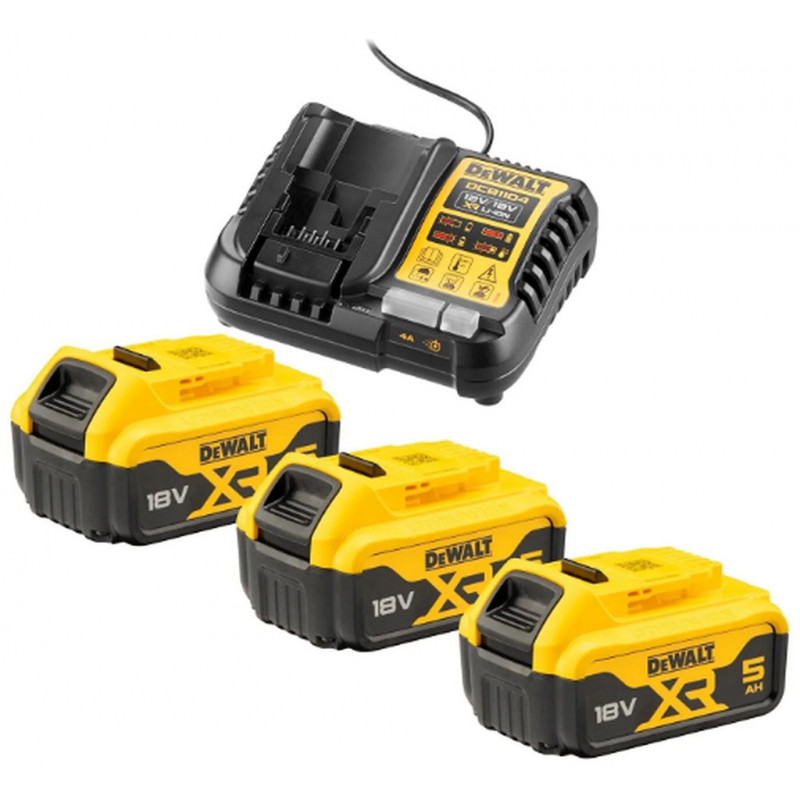 DeWalt DCB1104P3-QW 18V 3x Akkumulátor 5000mAh + 1x Töltő (DCB1104P3-QW)-0