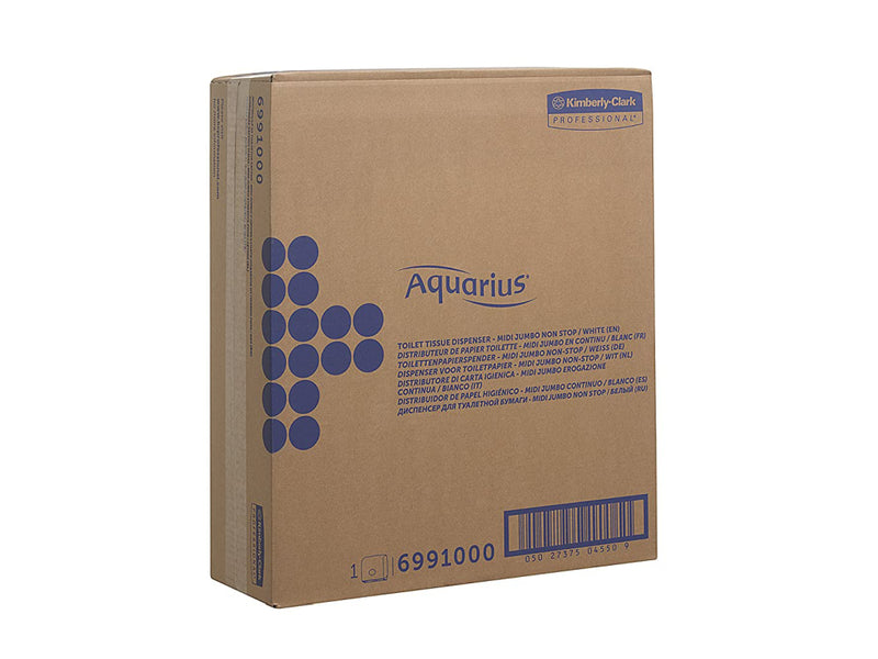 Dispenser Kimberly Clark Aquarius alb pentru hârtie igienică, midi, jumbo, design elegant