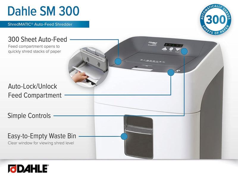 Distrugător documente cross-cut 300 foi Dahle ShredMATIC, P4