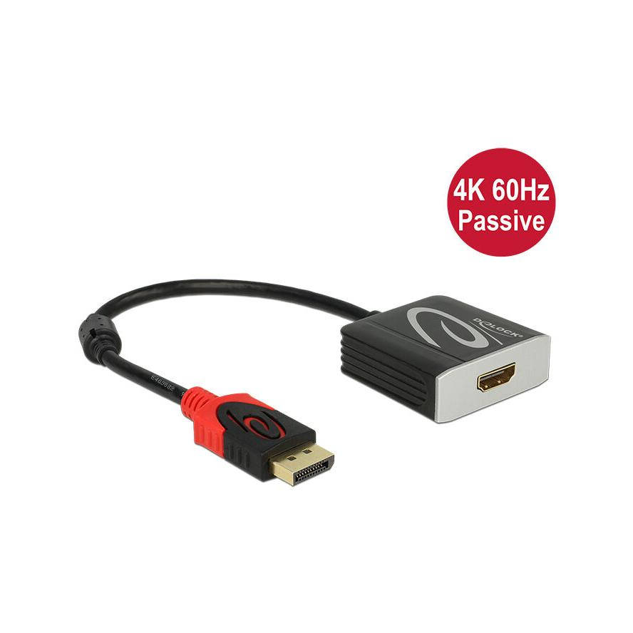 Delock Adapter Displayport 1.2 male > HDMI female 4K 60 Hz Passive black (62719)-0