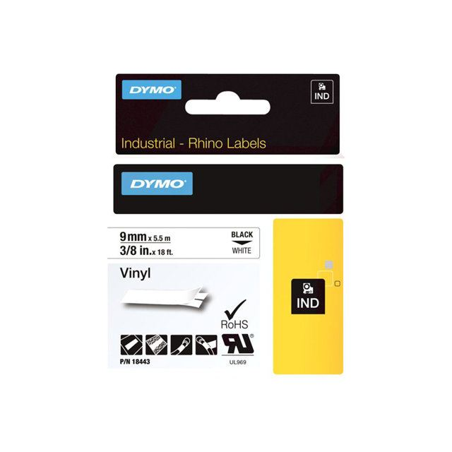 DYMO LM "D1" Feliratozógép szalag vinyl 9 mm fehér (18443) (18443)-0