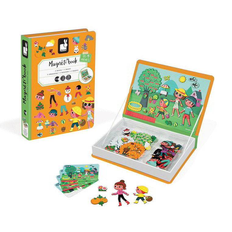 Janod: 4 évszak - 119 darabos mágneses puzzle könyv alakú tartóban (J02721)-0