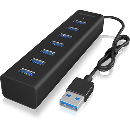 ICY BOX IB-HUB1700-U3 USB 3.2 Gen 1 (3.1 Gen 1) Type-A 5000 Mbit/s Fekete (IB-HUB1700-U3)-0