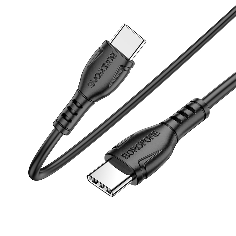 Borofone BX51 USB-C apa - USB-C apa Adat és töltő kábel - Fekete (1m) (BORBX51BK)-0