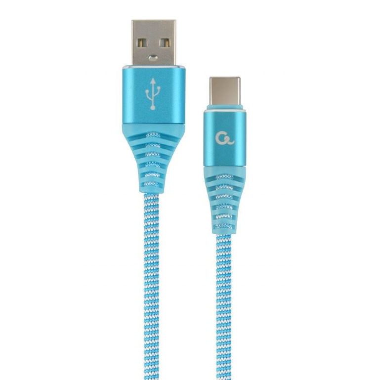 Gembird USB 2.0 A -> USB-C M/M adatkábel 1m kék-fehér szövet borítás (CC-USB2B-AMCM-1M-VW) (CC-USB2B-AMCM-1M-VW)-0