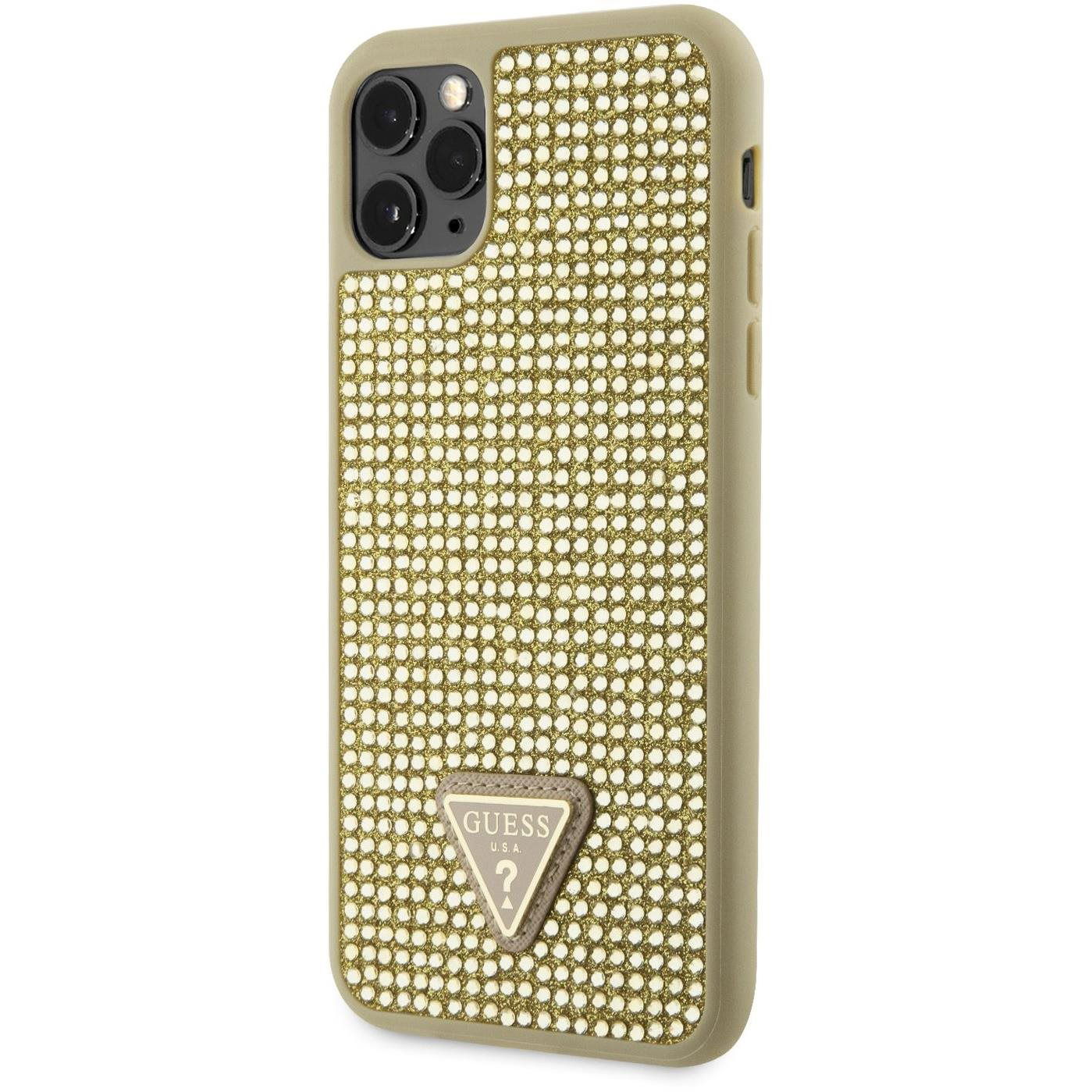 Guess Rhinestones Triangle Metal Logo iPhone 11 Pro Max aranyszín tok (GUHCN65HDGTPD)-0