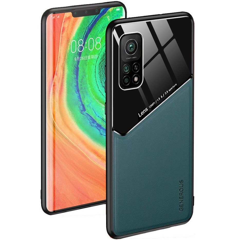 Huawei P40, Szilikon tok, bőr és plexi hátlap, közepesen ütésálló, mágneses tartóval kompatibilis, Wooze Texture, zöld (101051)-0