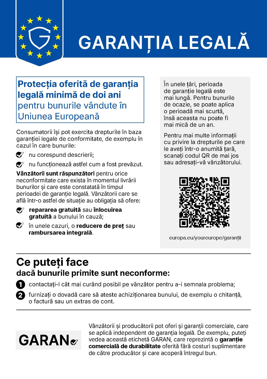 Garanția legală – protecția oferită de garanția legală minimă de doi ani pentru bunurile vândute în Uniunea Europeană
