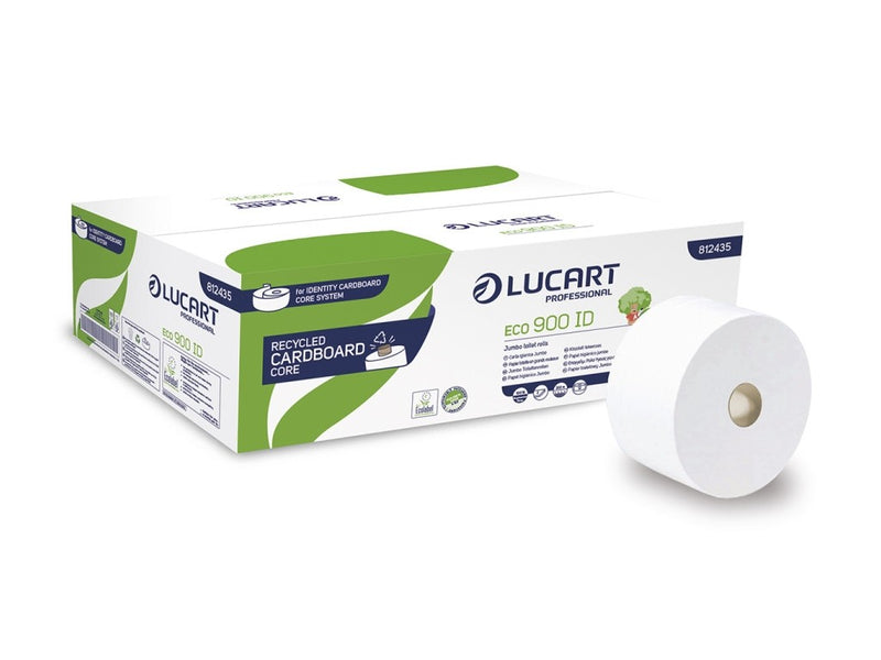 Hârtie igienică autocut Lucart ECO 900 ID, 2 str, albă, 202 m/rolă, 12 role/bax
