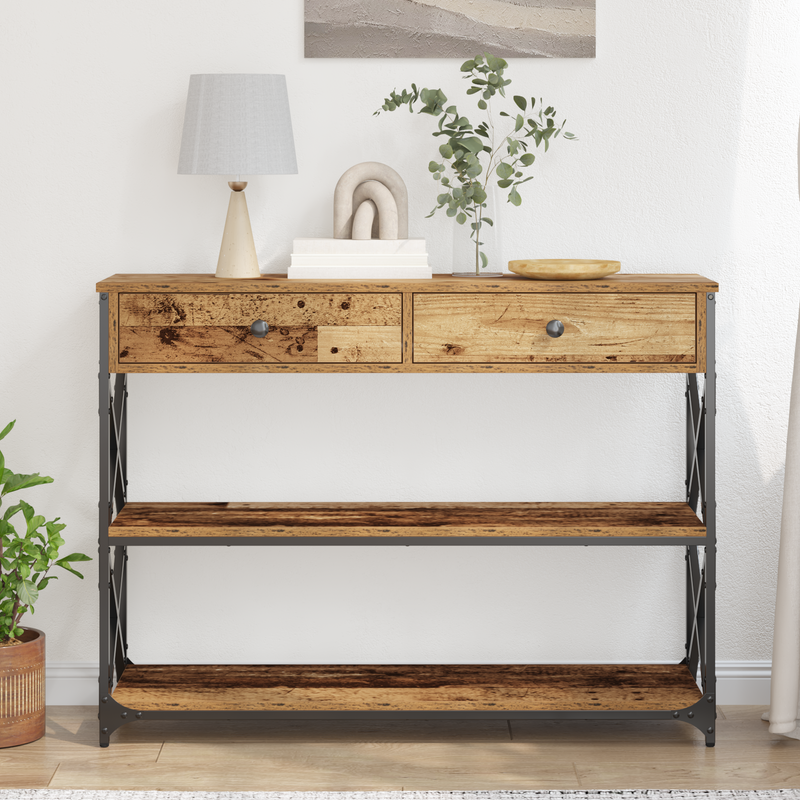 Masă Consolă Lemn vechi 100 x 28 x 75 cm Lemn compus și metal