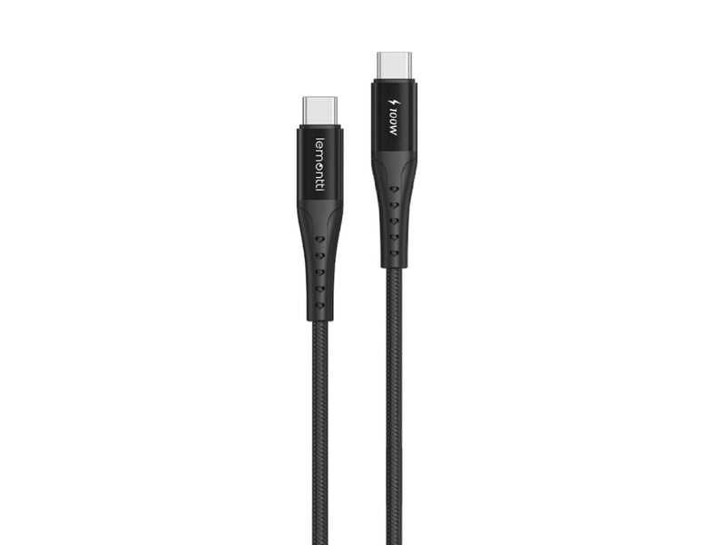 Lemontti Cablu Bending Aluminum Super Fast Charge Type-C la Type-C, PD 100W, 1.2m, Negru
