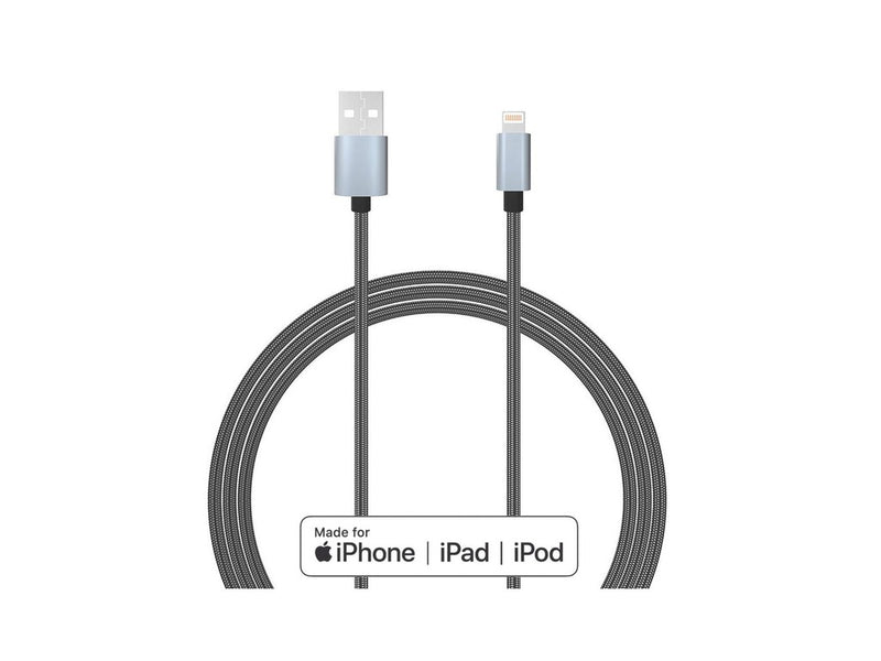Lemontti Cablu Bending Aluminum USB-A la Lightning MFI, 1.5m, Gri
