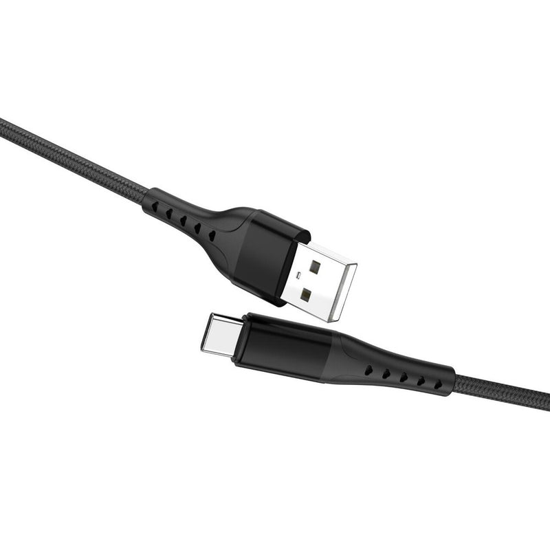 Lemontti Cablu Bending Aluminum USB-A la Type-C, Fast Charge, 1.2m, Negru