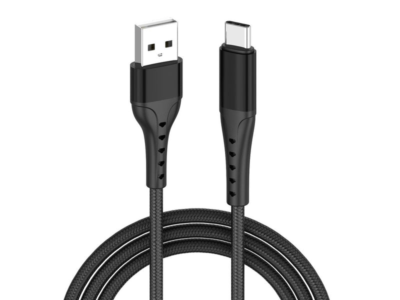 Lemontti Cablu Bending Aluminum USB-A la Type-C, Fast Charge, 1.2m, Negru