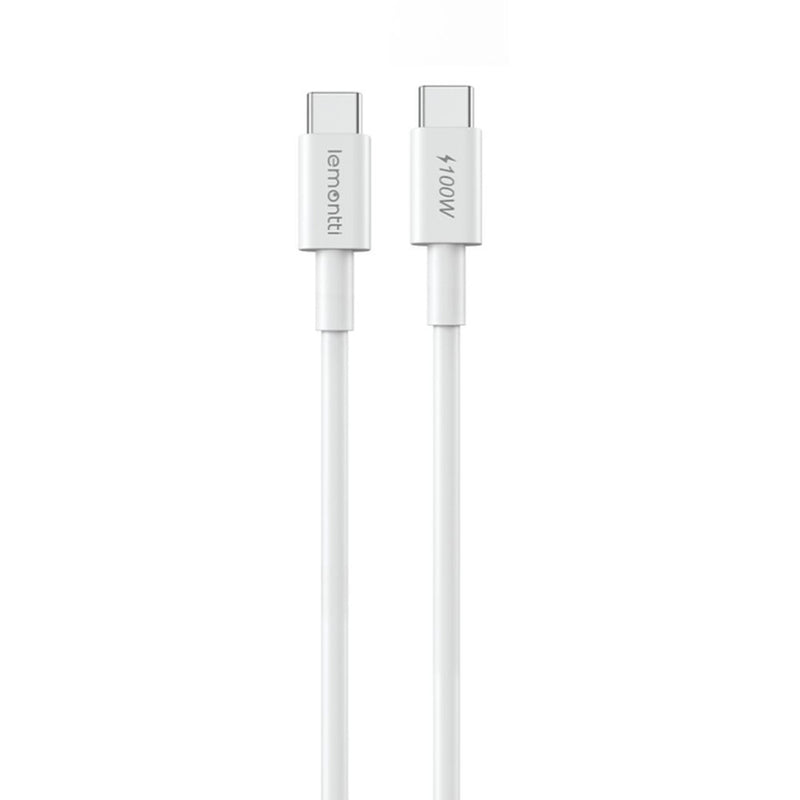 Lemontti Cablu Fast Charge Type-C la Type-C, PD, 100W, 1.2m, Alb