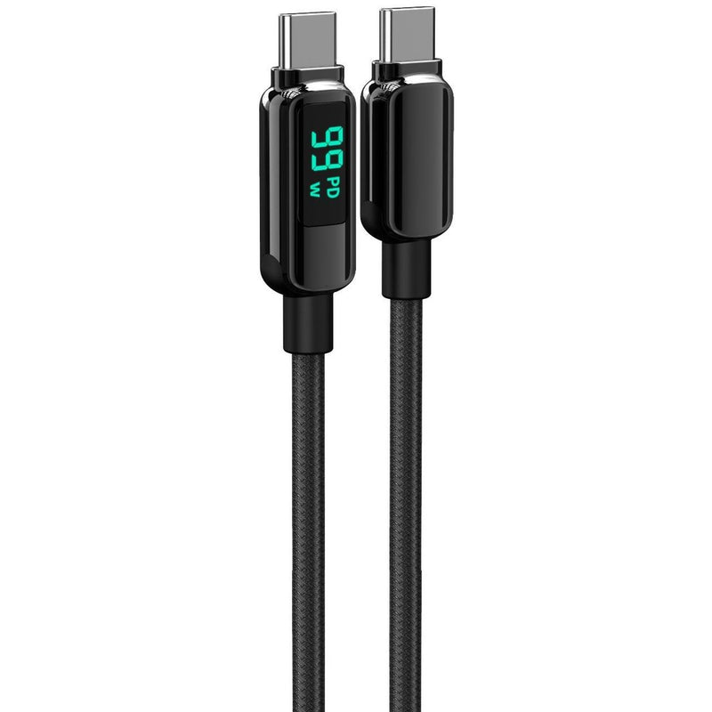 Lemontti Cablu Screen Digital Display Type-C la Type-C, Fast Charge, 100W, 2m, Negru