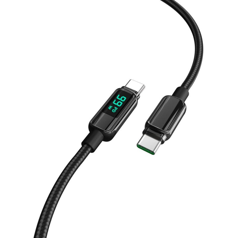 Lemontti Cablu Screen Digital Display Type-C la Type-C, Fast Charge, 100W, 2m, Negru