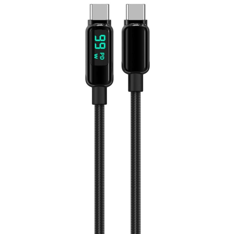 Lemontti Cablu Screen Digital Display Type-C la Type-C, Fast Charge, 100W, 2m, Negru
