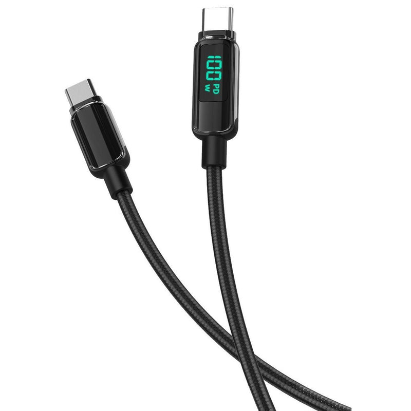 Lemontti Cablu Screen Digital Display Type-C la Type-C, Fast Charge, 100W, 2m, Negru