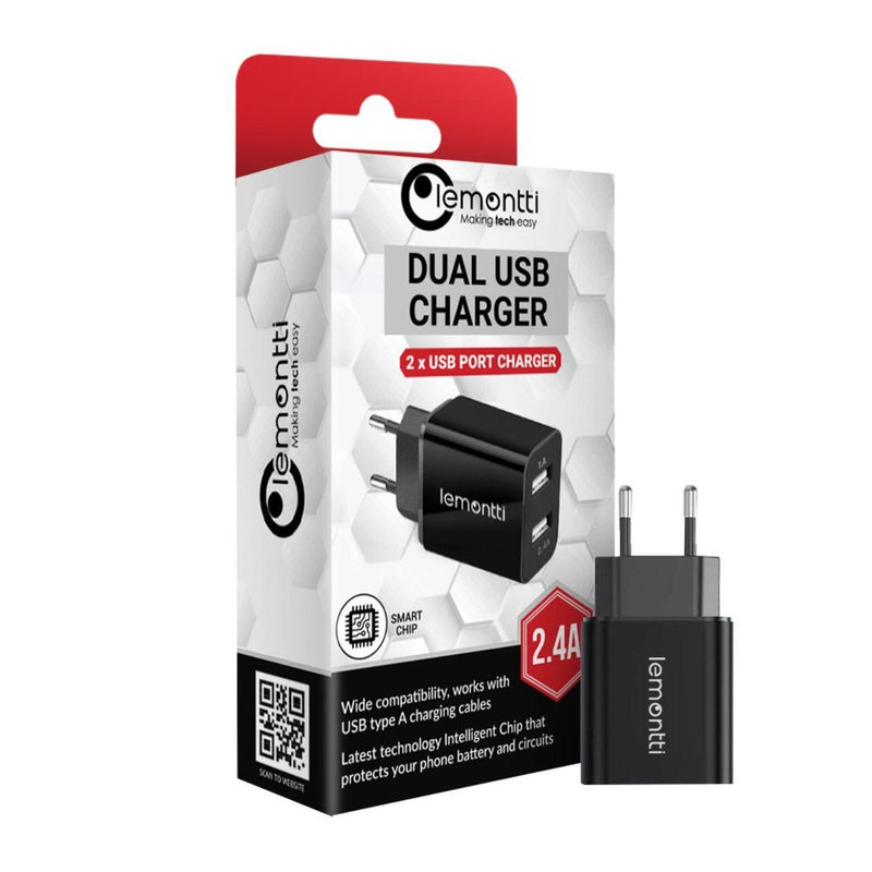 Lemontti Incarcator Retea 2.4A 2 porturi USB-A Negru