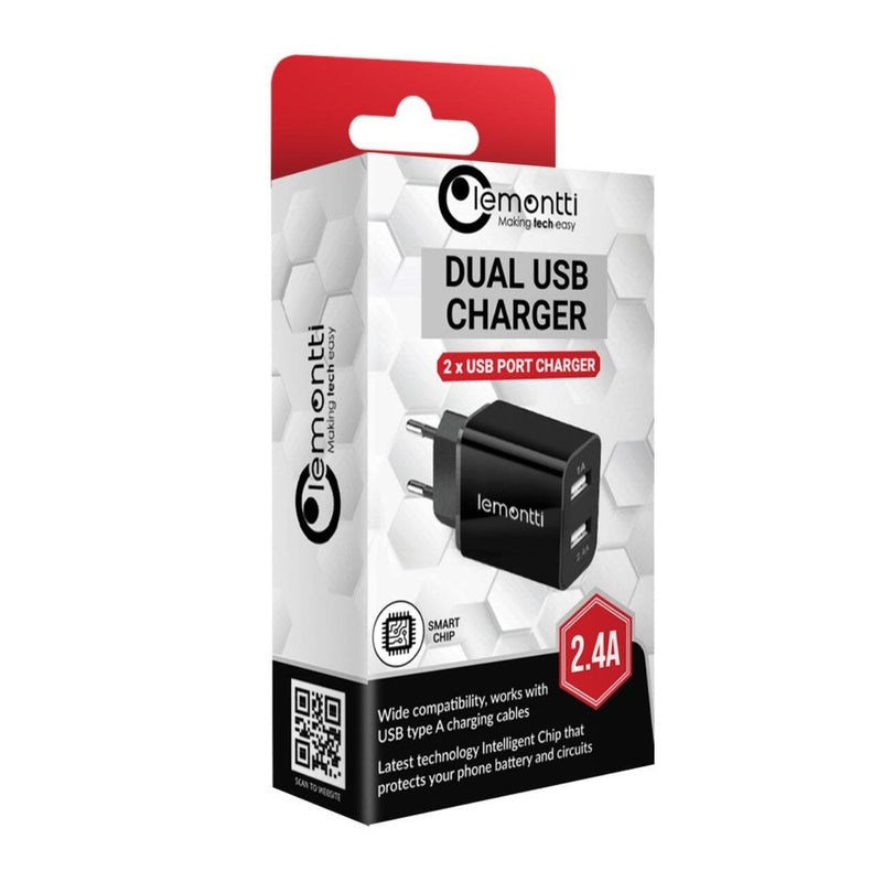 Lemontti Incarcator Retea 2.4A 2 porturi USB-A Negru
