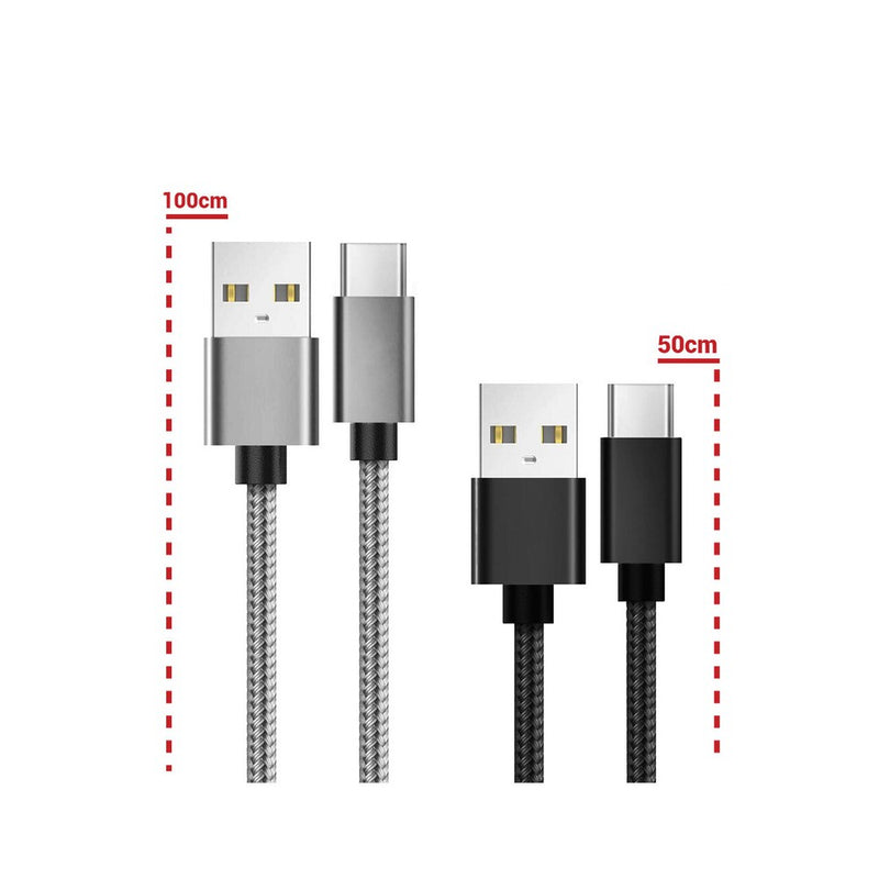 Lemontti Set Cabluri Bending Aluminum USB-A la Type-C 0.5m + 1m