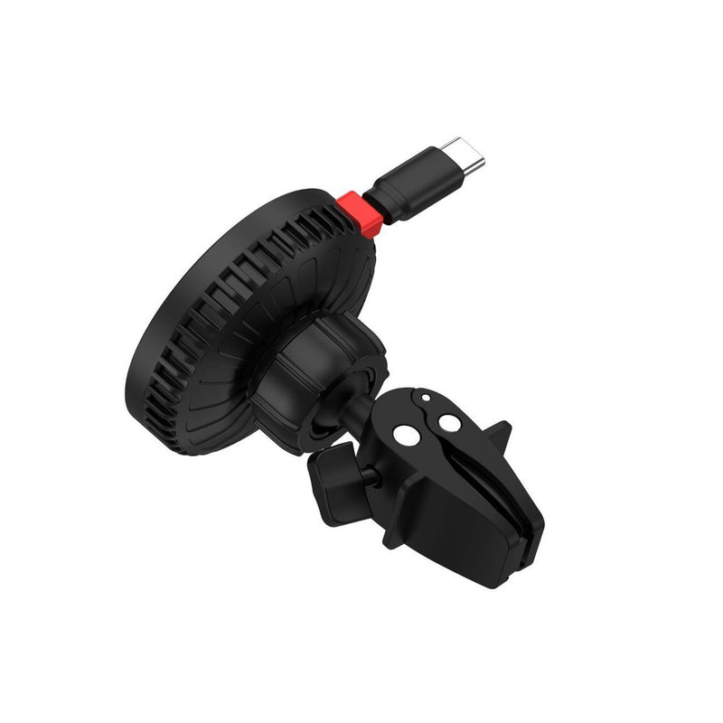 Lemontti Suport Auto MagSafe Magnetic cu Incarcare wireless si cablu retractabil Type-C 1m, prindere ventilatie, Negru