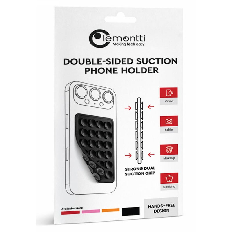 Lemontti Suport Silicon Duo cu ventuze pentru telefon Negru