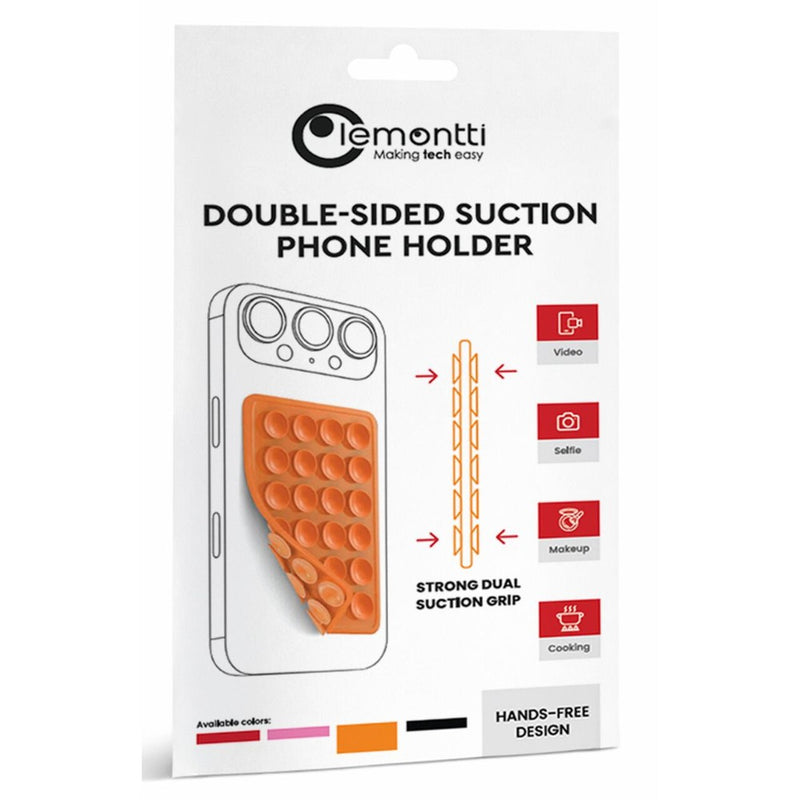 Lemontti Suport Silicon Duo cu ventuze pentru telefon Portocaliu