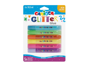 Lipici cu sclipici Fluo Carioca 6 x 10.5 ml