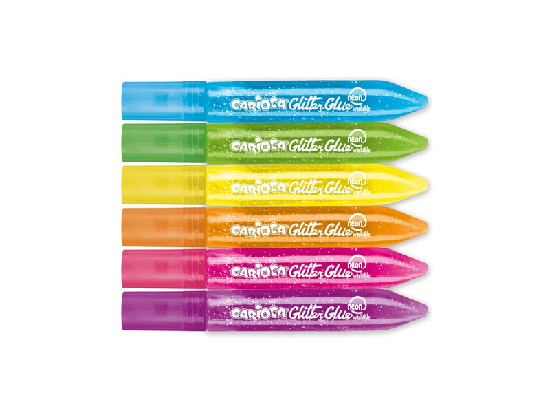 Lipici cu sclipici Fluo Carioca 6 x 10.5 ml