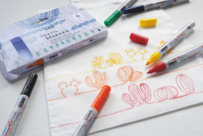 Marker pentru textile Kreul vârf Fin 6 buc/set