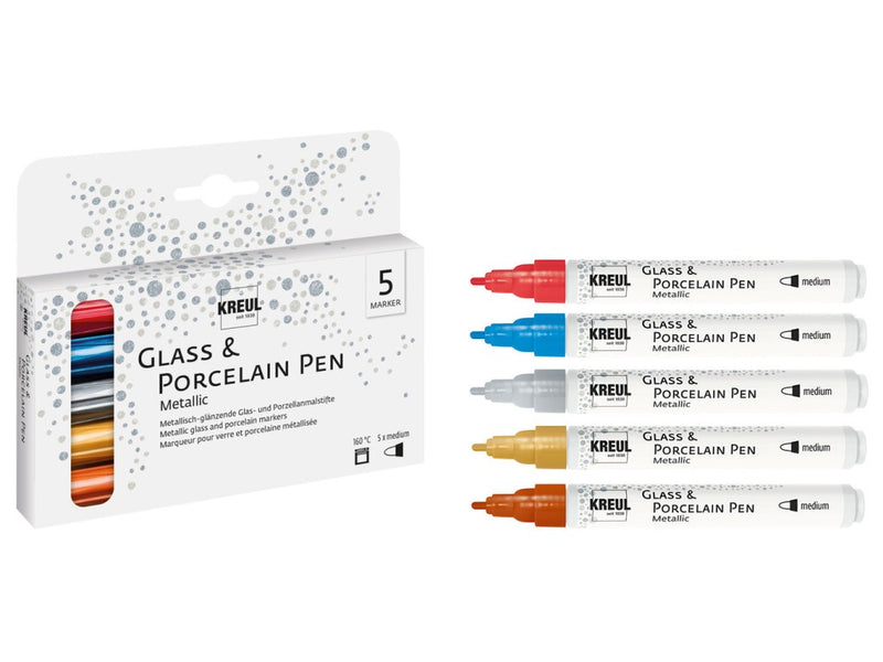 KREUL Glass & Porcelain Pen Metallic medium 5/set
