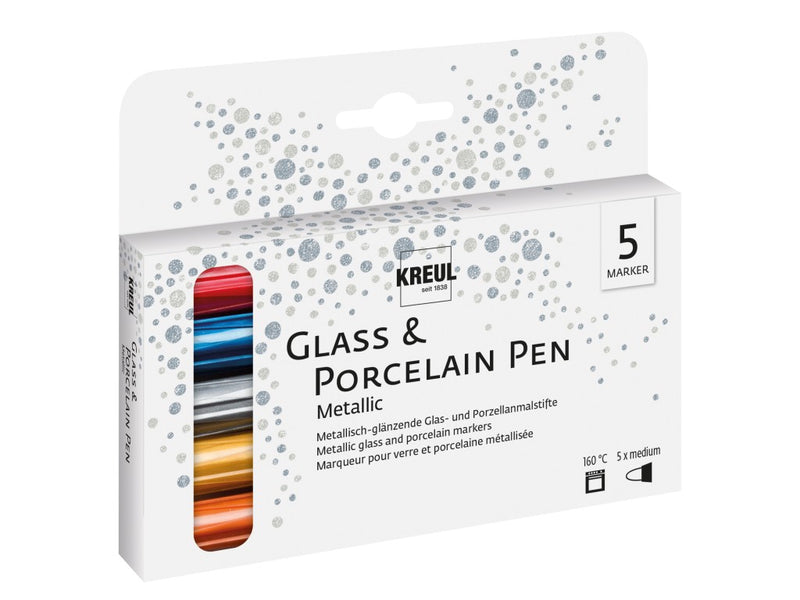 KREUL Glass & Porcelain Pen Metallic medium 5/set