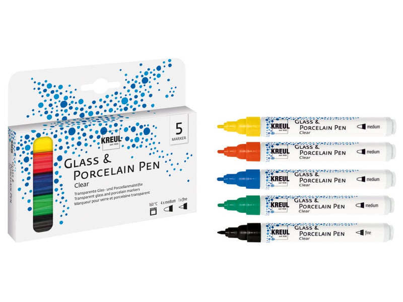 KREUL Glass & Porcelain Pen Clear 5/set