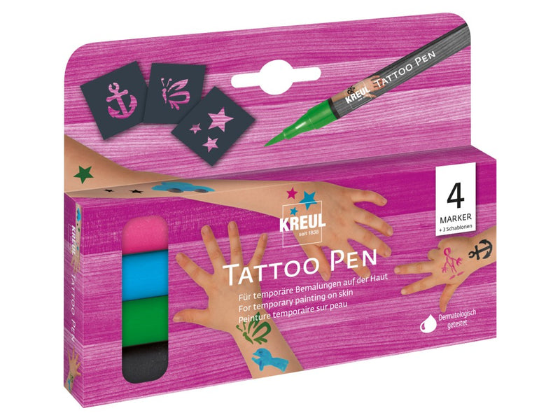 KREUL Tattoo Pen anchor, stars, butterfly Set of 4