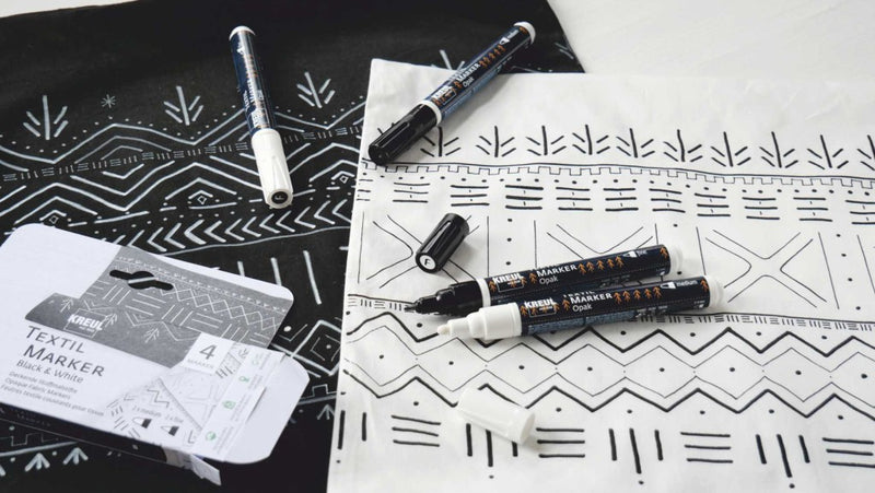 Marker textile Kreul Opak alb-negru 4/set