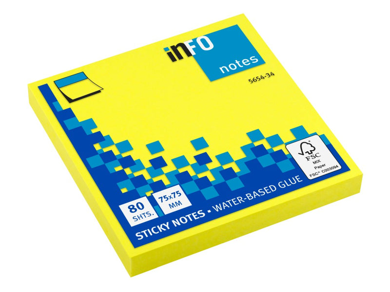 Notes adeziv 75 x 75 mm 80 file briliant Info Notes