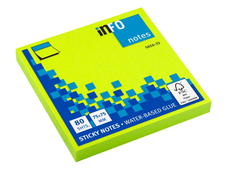 Notes adeziv 75 x 75 mm 80 file briliant Info Notes