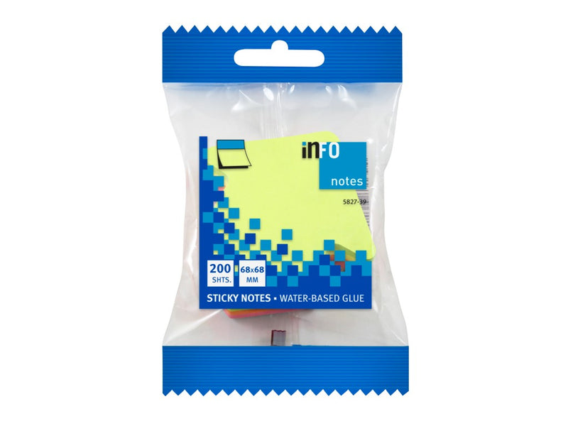 Cub notițe adezive 70 x 70 mm formă 200 file Info Notes