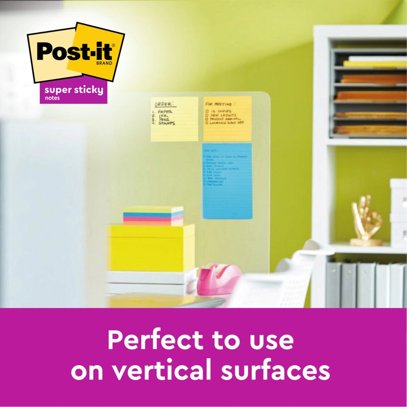 Notes adeziv 102 x 152 mm 100 file neon liniate Post-it 3M