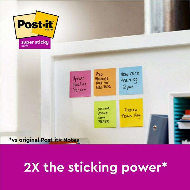 Notes adeziv Super Sticky 76 x 76 mm 90 file x 5 culori asortate Post-It 3M