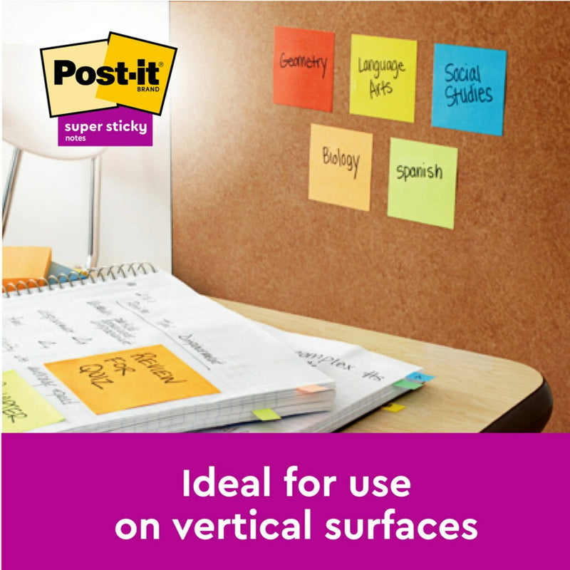 Notes adeziv Super Sticky 76 x 76 mm 90 file x 5 culori asortate Post-It 3M