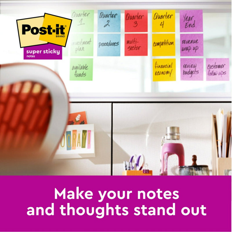Notes adeziv Super Sticky 76 x 76 mm 90 file x 5 culori asortate Post-It 3M