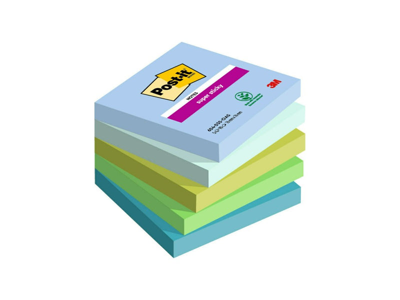 Notes adeziv Super Sticky 76 x 76 mm 90 file x 5 culori asortate Post-It 3M