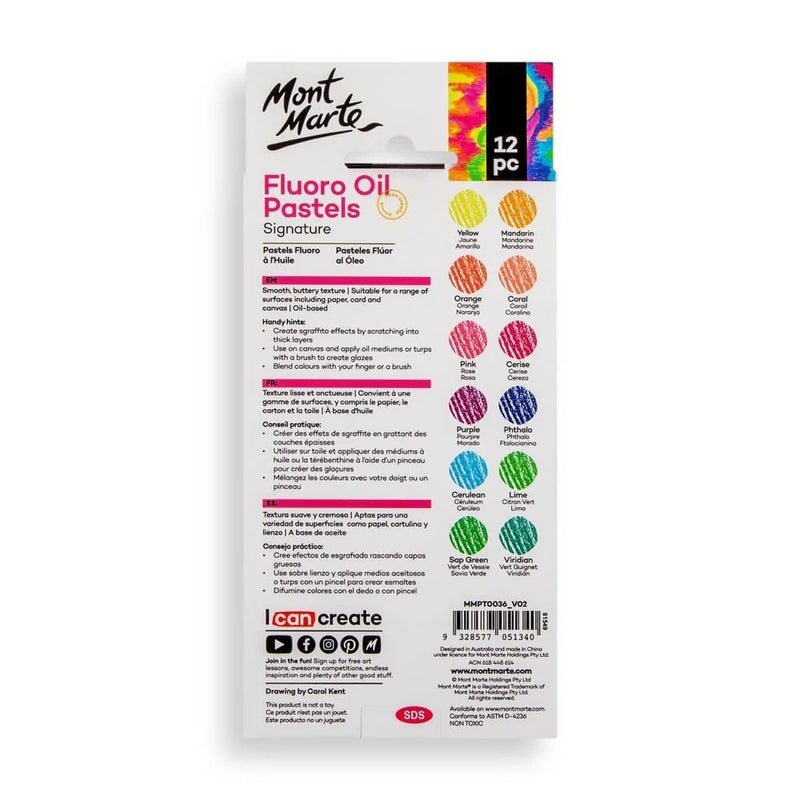Pastel ulei fluoro Mont Marte 12 buc/set